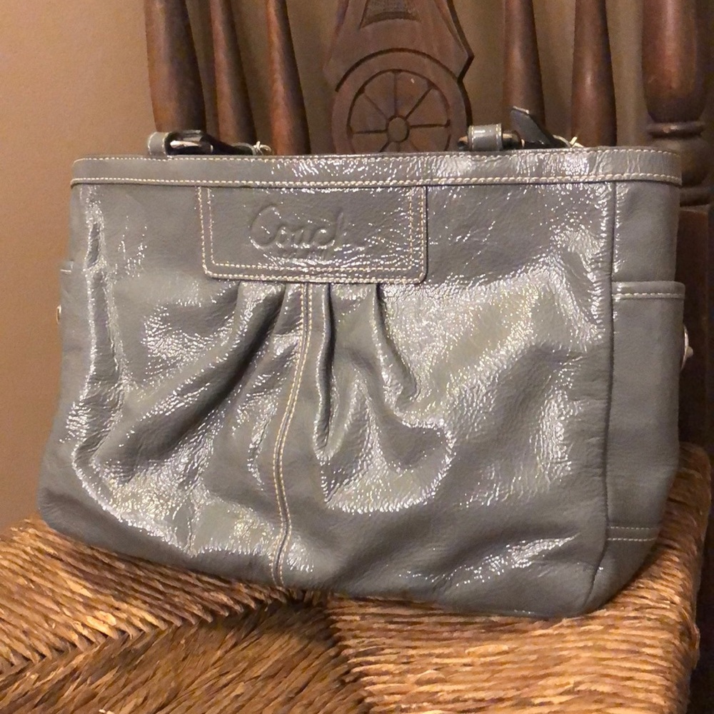 Authentic Grey Leather Coach Purse